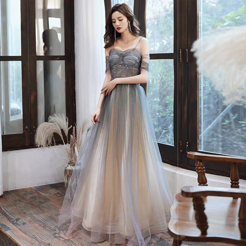 Annual meeting evening dress new winter banquet temperament sexy high-end atmosphere fairy long strap dress female | Amehandmadesg