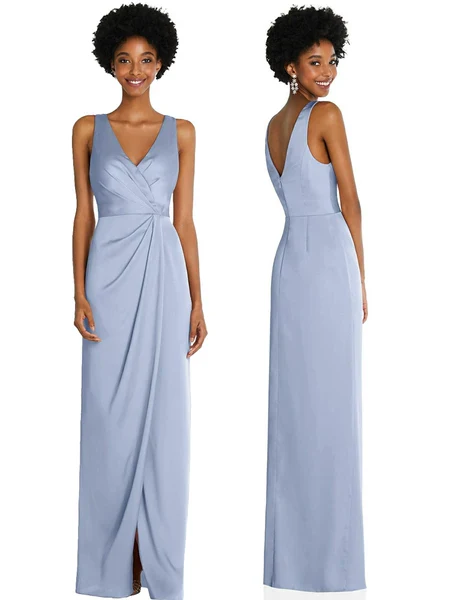 Azure Satin Bridesmaid Dresses | Amehandmadesg