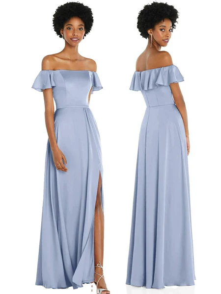 Azure Satin Bridesmaid Dresses | Amehandmadesg - Image 2