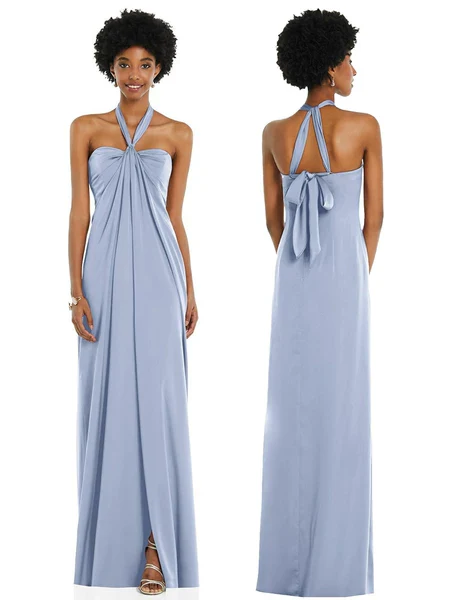 Azure Satin Bridesmaid Dresses | Amehandmadesg - Image 3