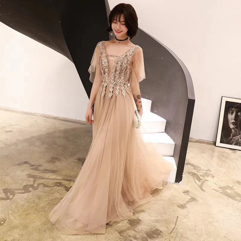 Banquet evening dress long section winter champagne dream show host dress birthday party dress female - Image 4