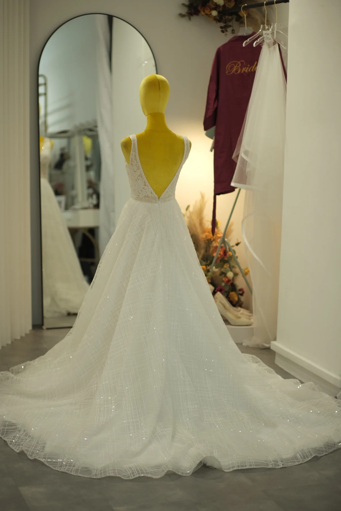 Lux Fabric Half Lace with Beaded Size M Wedding Gown | Ready-to-Wear - Image 6