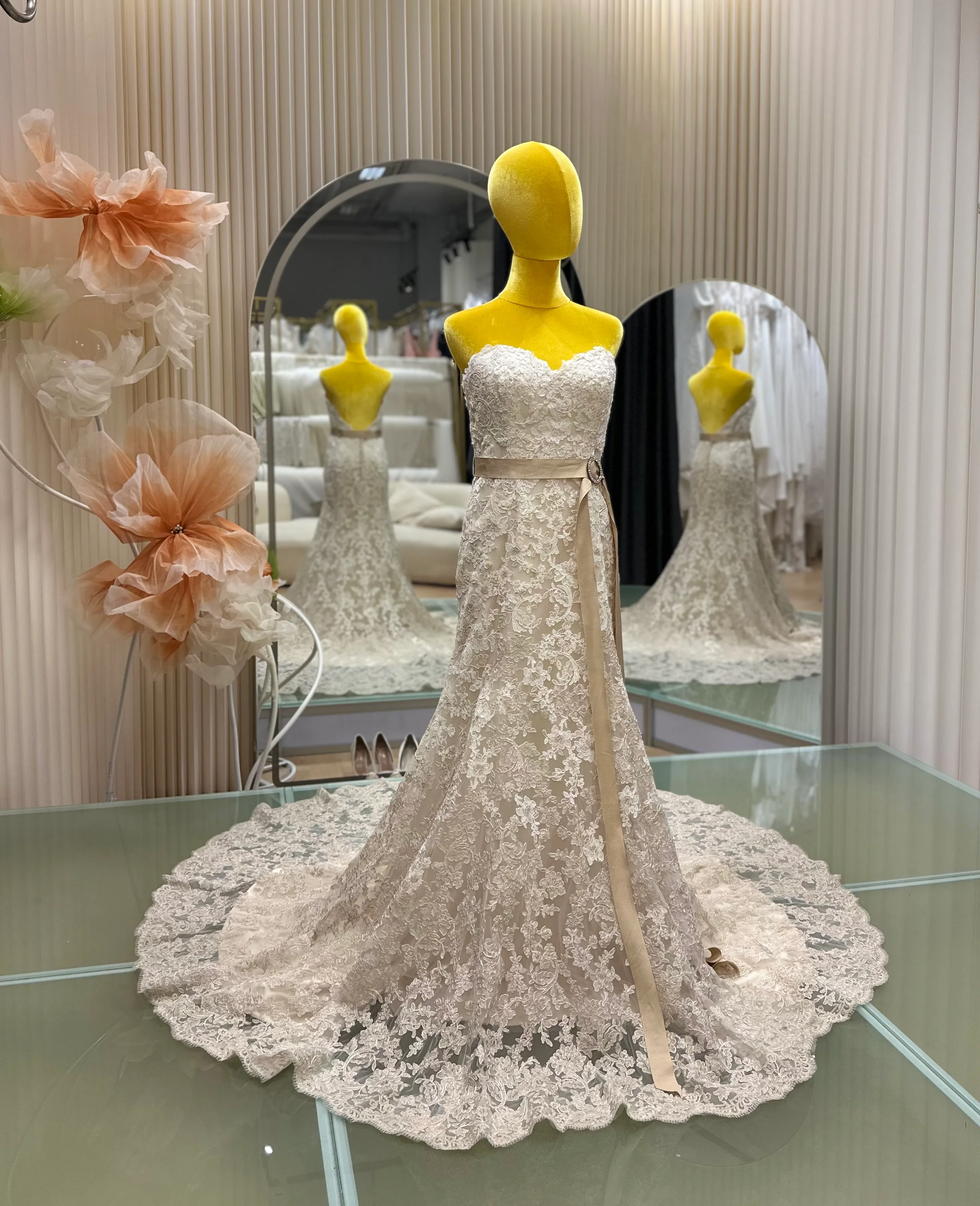 Lux Full Fabric Lace Beaded Size S Wedding Gown | Ready-to-Wear - Image 2