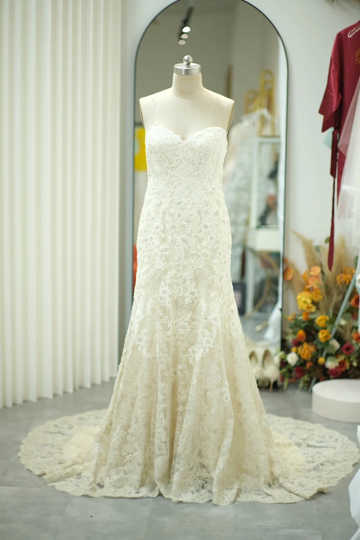 Lux Full Fabric Lace Beaded Size S Wedding Gown | Ready-to-Wear - Image 9