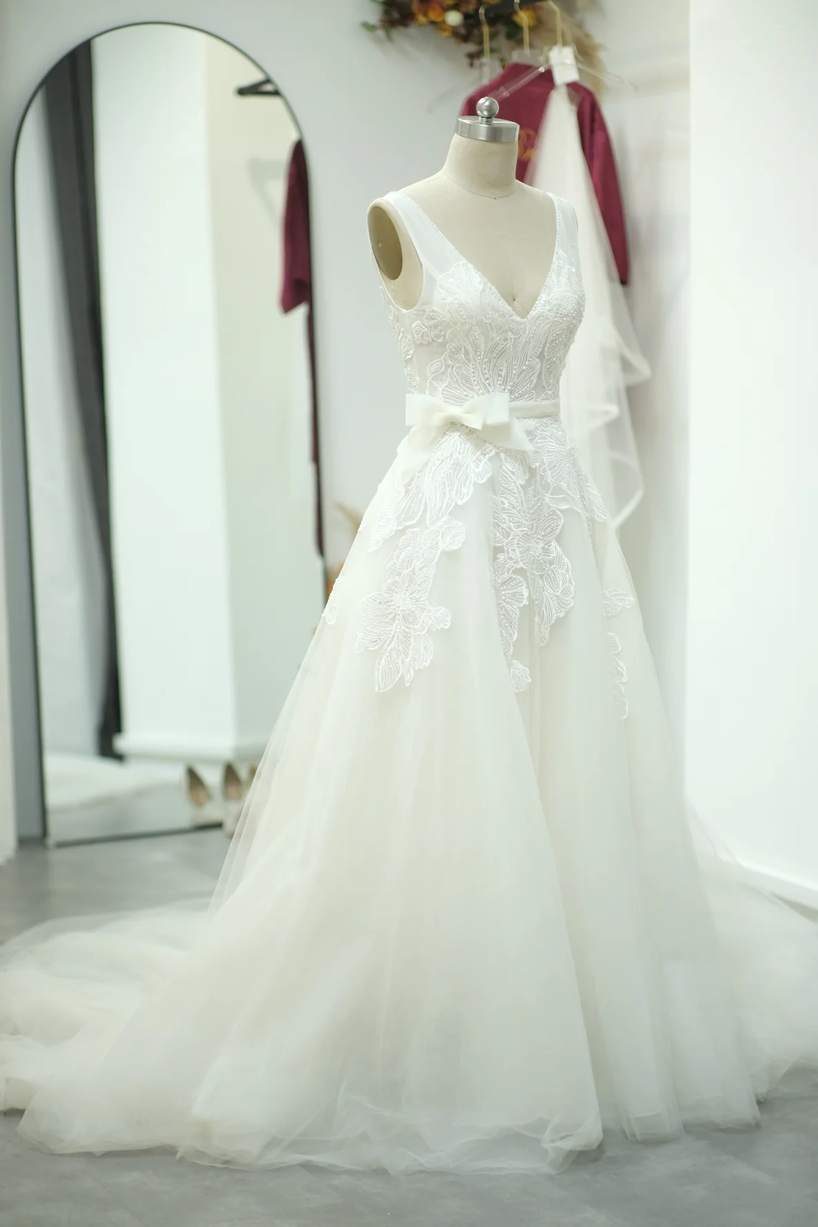 Lux Half Lace Beaded Size S Wedding Gown | Ready-to-Wear - Image 3