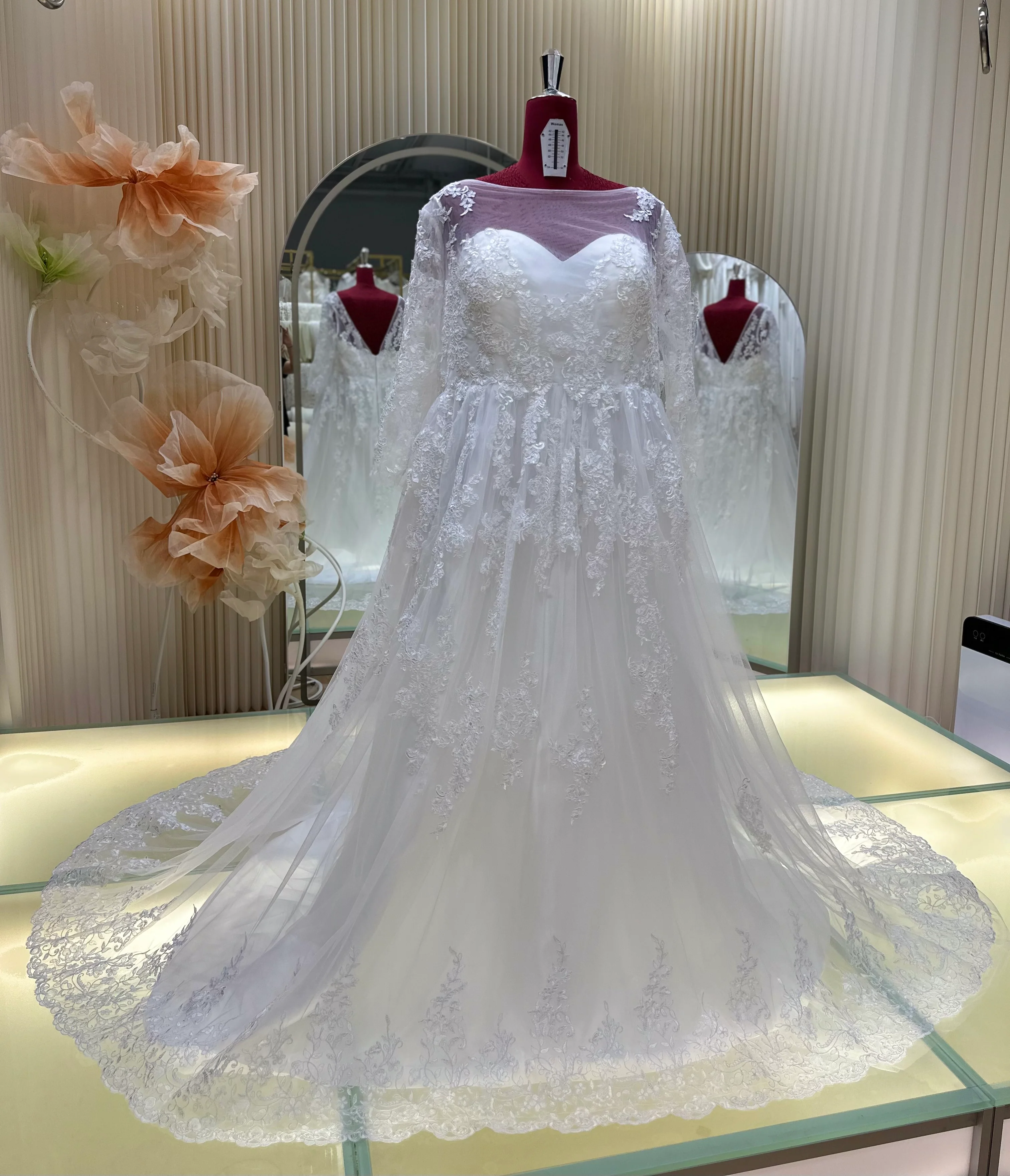 Premium Full Lace Plus Size Wedding Gown Bust 136 | Ready-to-Wear - Image 2