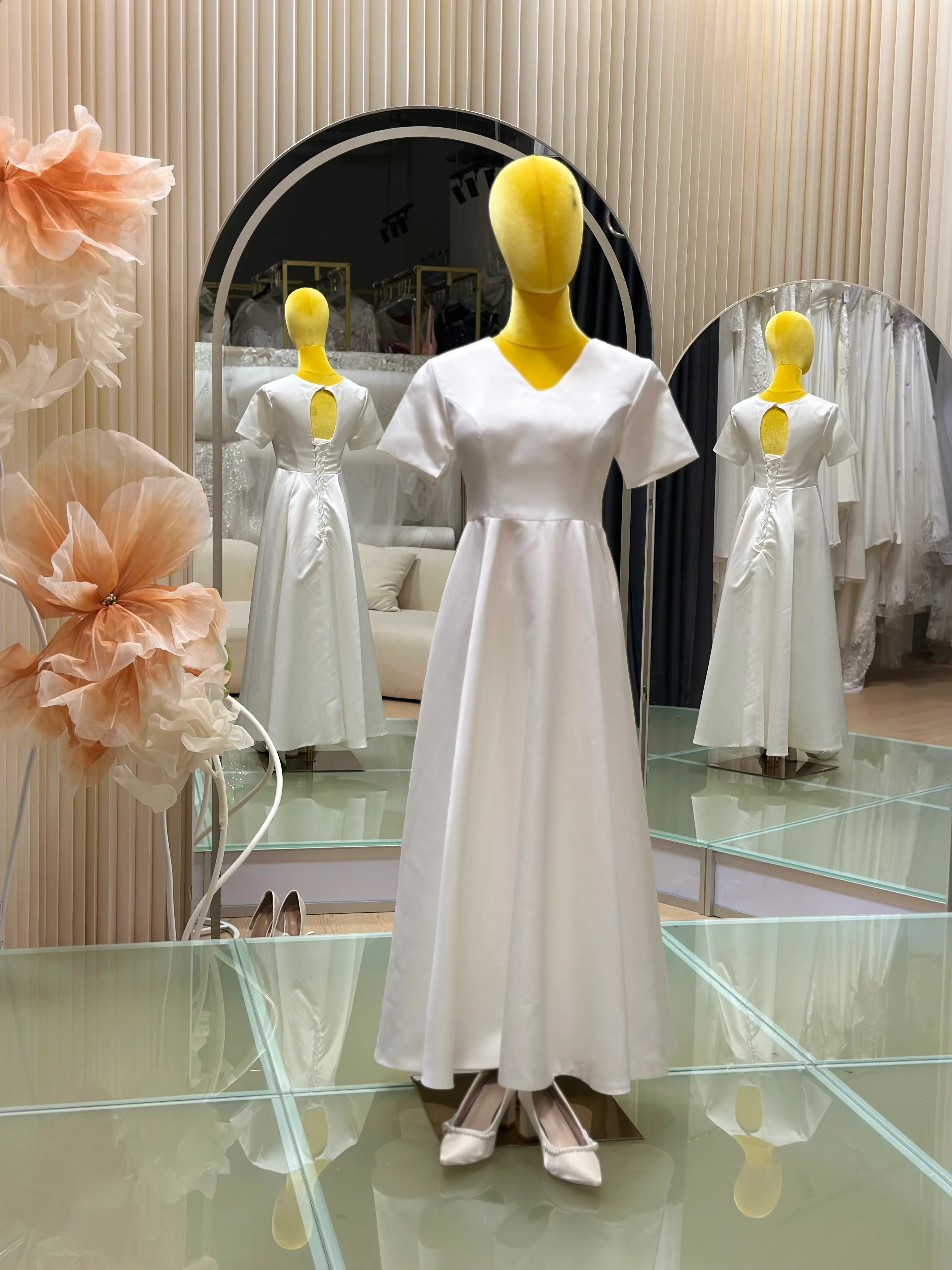 Graceful Pleat Minimalist Wedding Gown Plus | Ready-to-Wear - Image 2