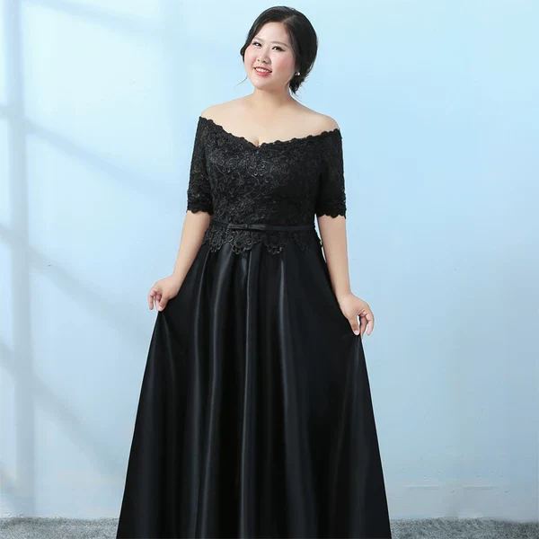 Black Evening Dress Plus Size Open Shoulders - Image 4