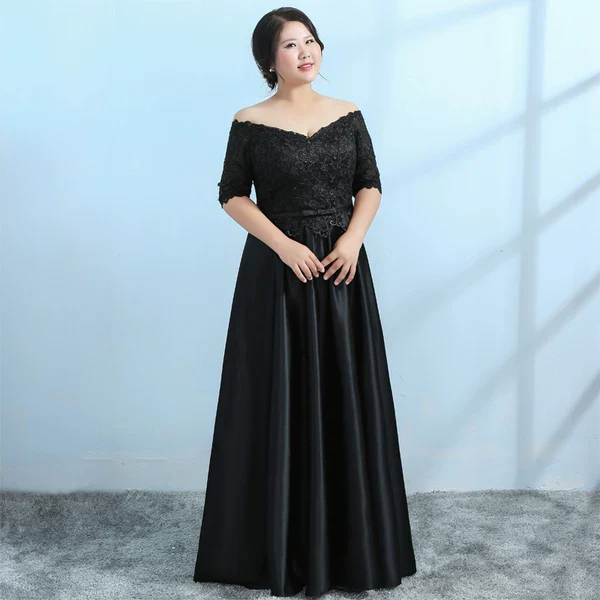 Black Evening Dress Plus Size Open Shoulders - Image 5