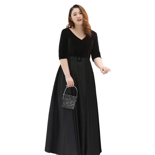 Black Satin Evening Dress - Image 5