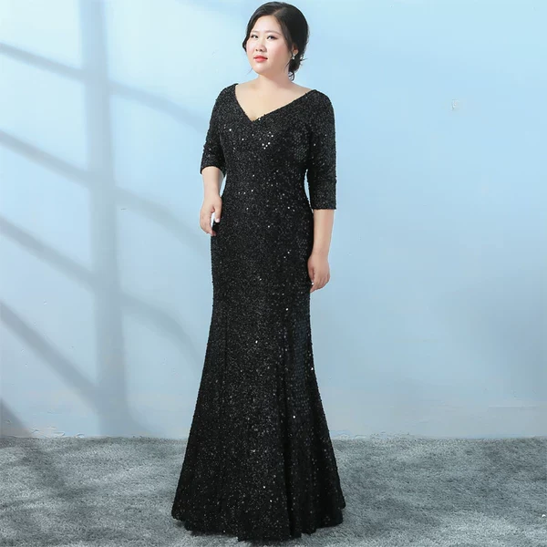 Black Sequin Elegant Evening Dress - Image 5