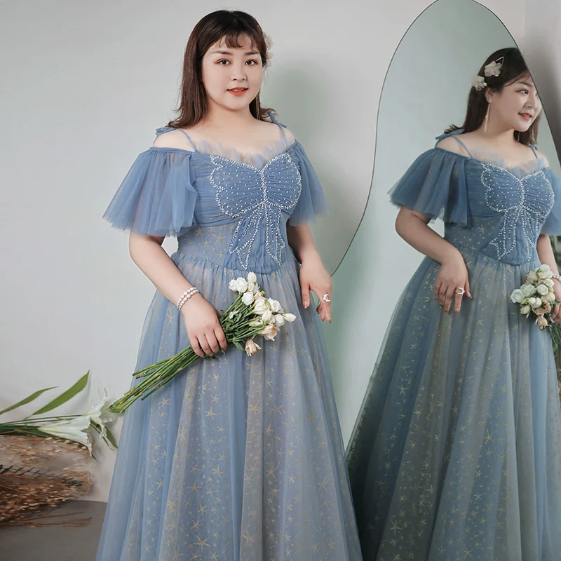 Blue French Evening Dress - Image 4
