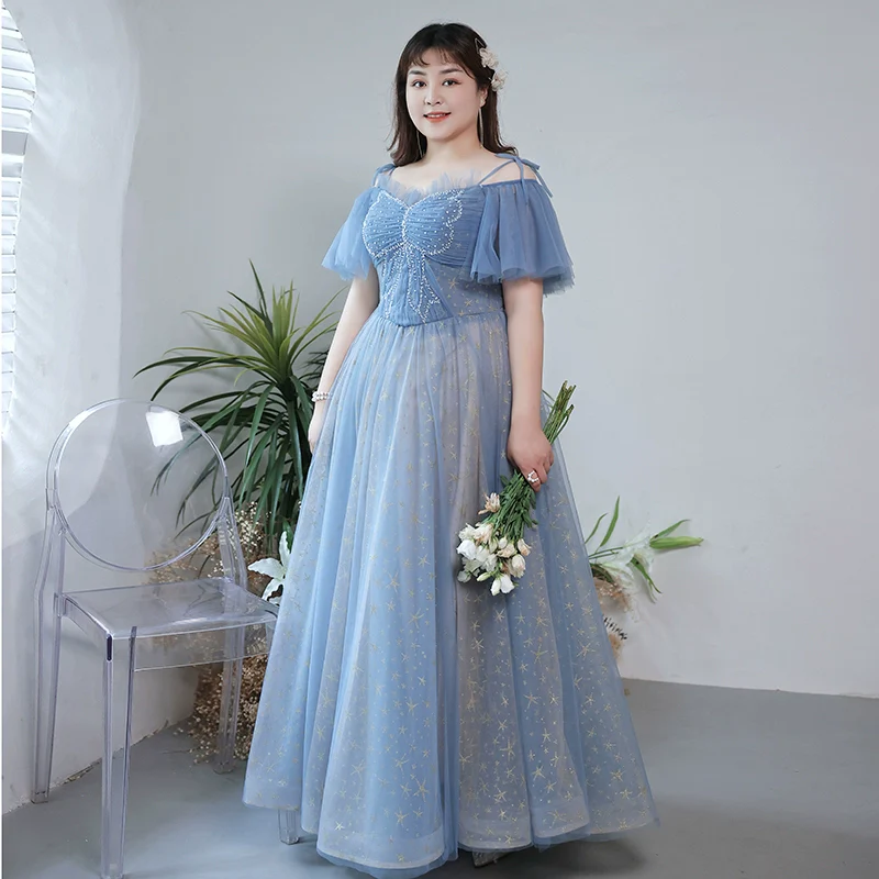 Blue French Evening Dress - Image 5