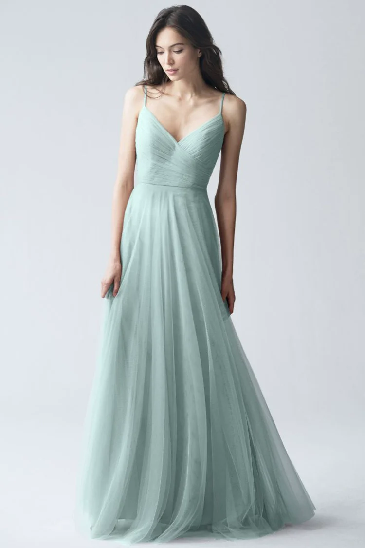 Bridesmaid Dress Mesh A-Line High Waist Long Sleeve - Image 10