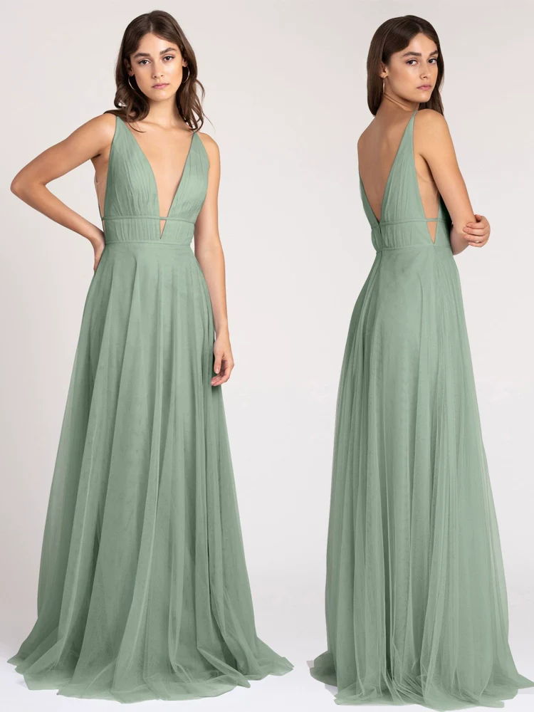 Bridesmaid Dress Mesh A-Line High Waist Long Sleeve - Image 16