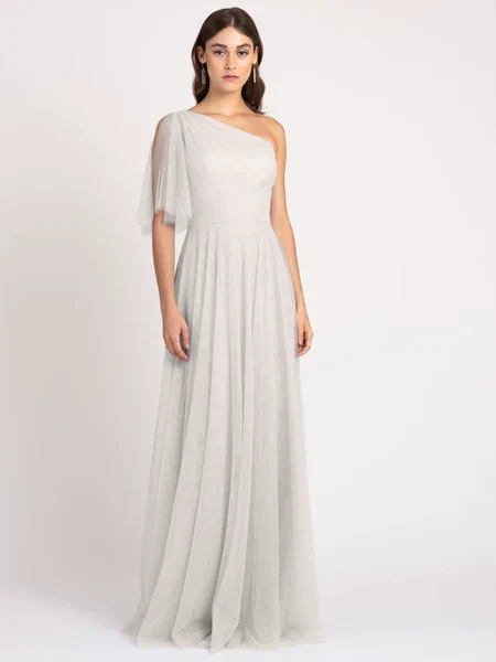 Bridesmaid Dress Mesh A-Line High Waist Long Sleeve - Image 3