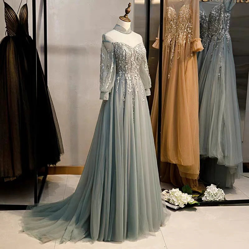 New banquet long sleeves can usually wear fairy-like dream dress birthday evening dress - Image 2