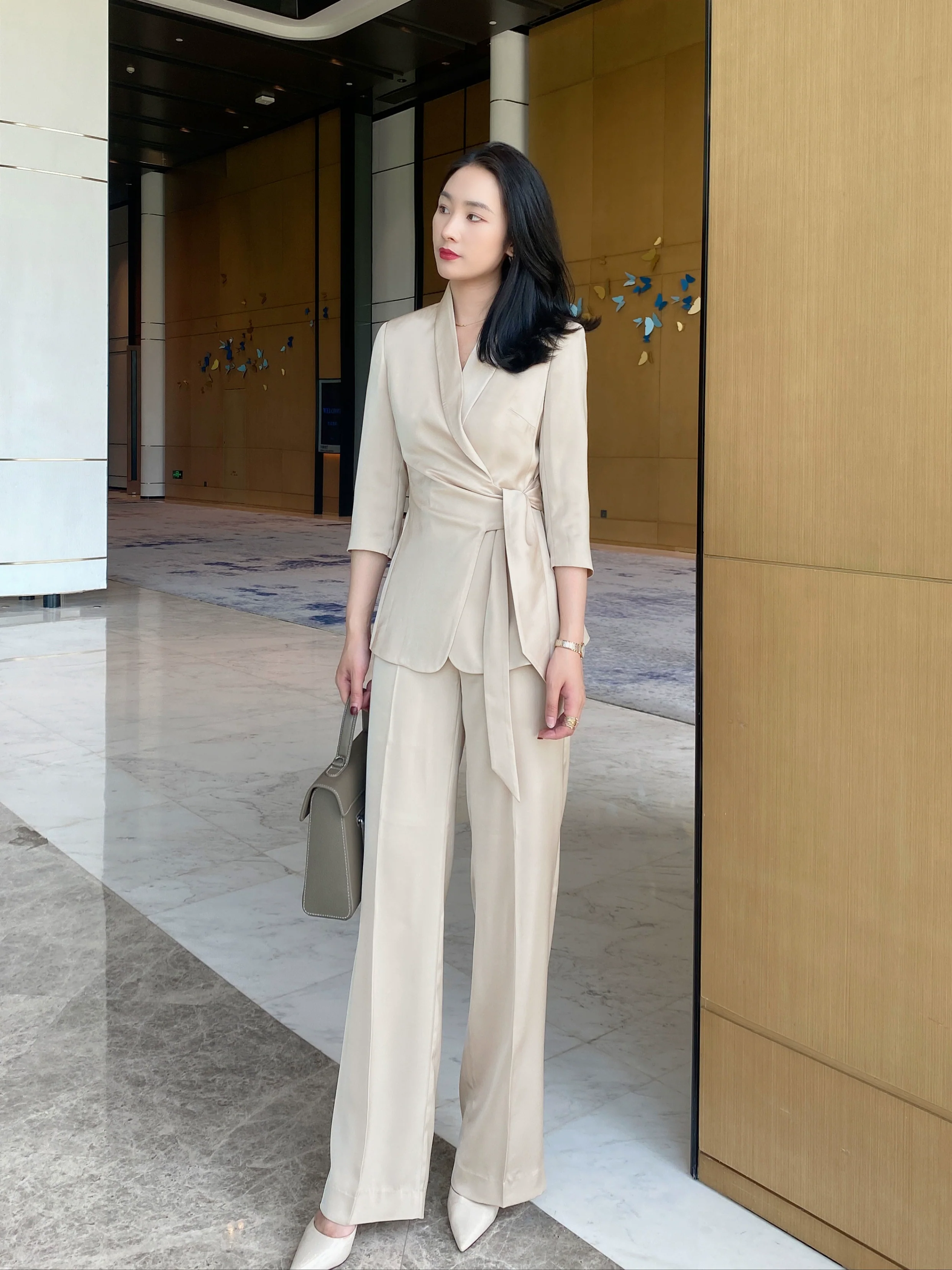 Champagne Color Women's Summer Elite Suit Jacket & Trousers - Image 5