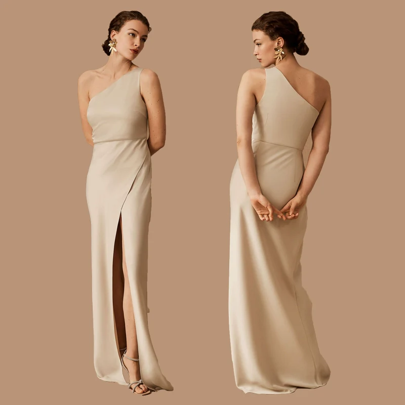 Champagne Colored Fitted Bridesmaid Dress - Image 9