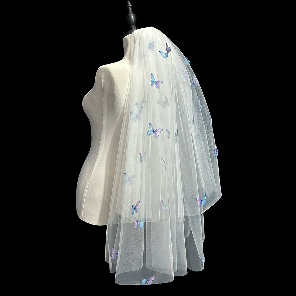 Dopamine Color Butterfly Veil 60-80cm Hair Comb
