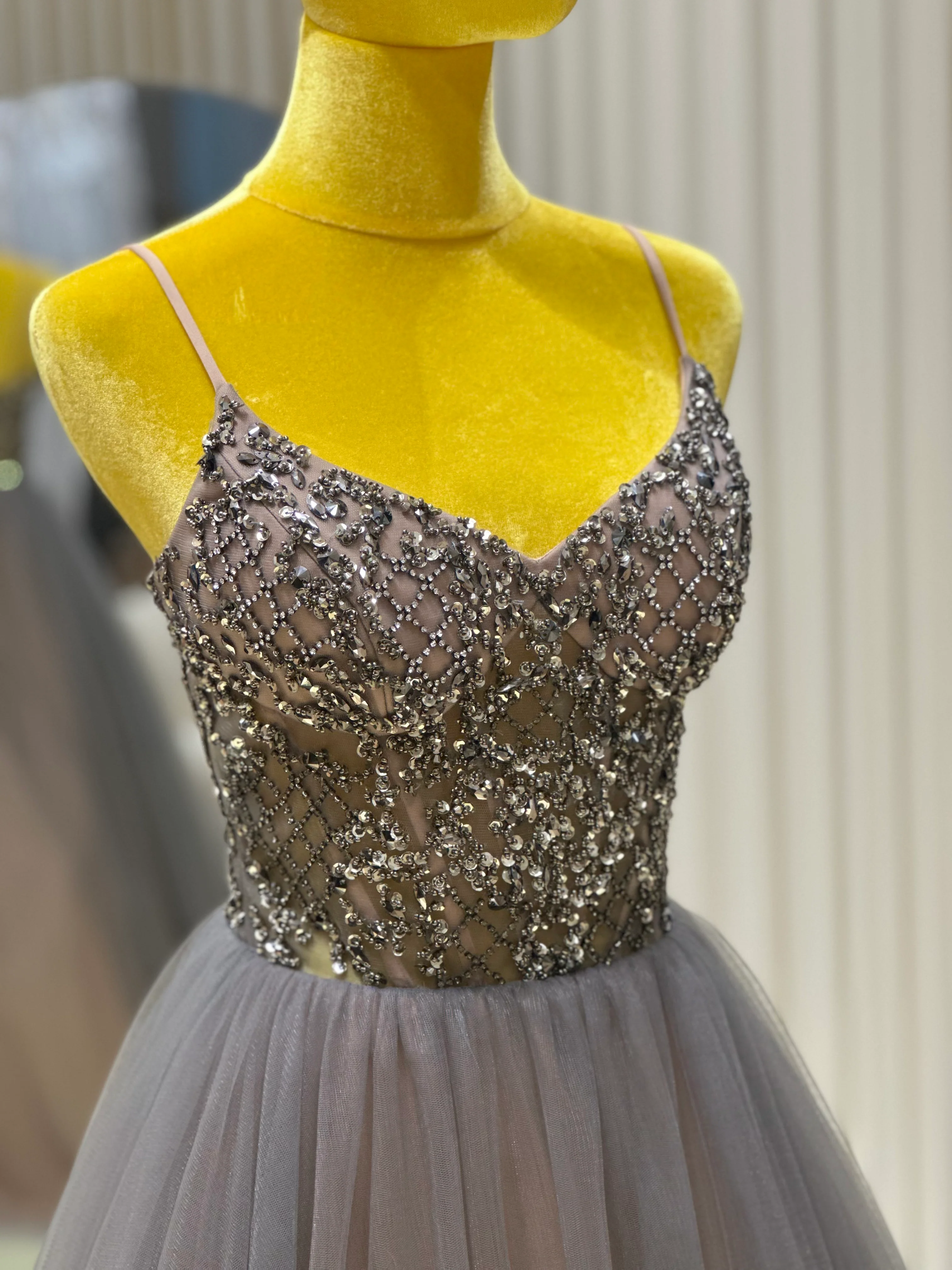 Golden Radiance Beaded Luxury Evening Gown | Ready-to-Wear - Image 6