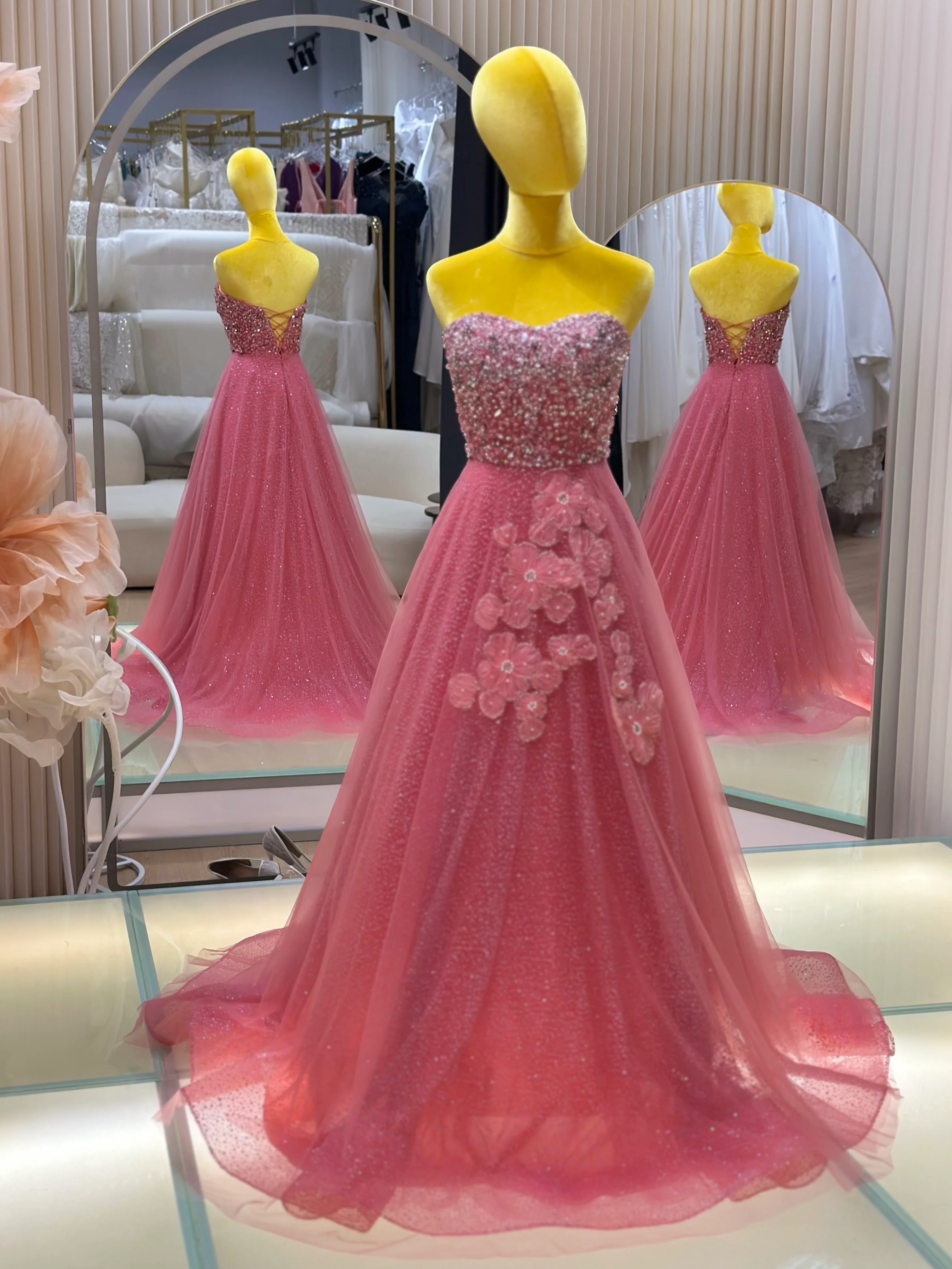 Fuchsia Fantasy Ruffled Sequin Ball Gown | Ready-to-Wear - Image 2