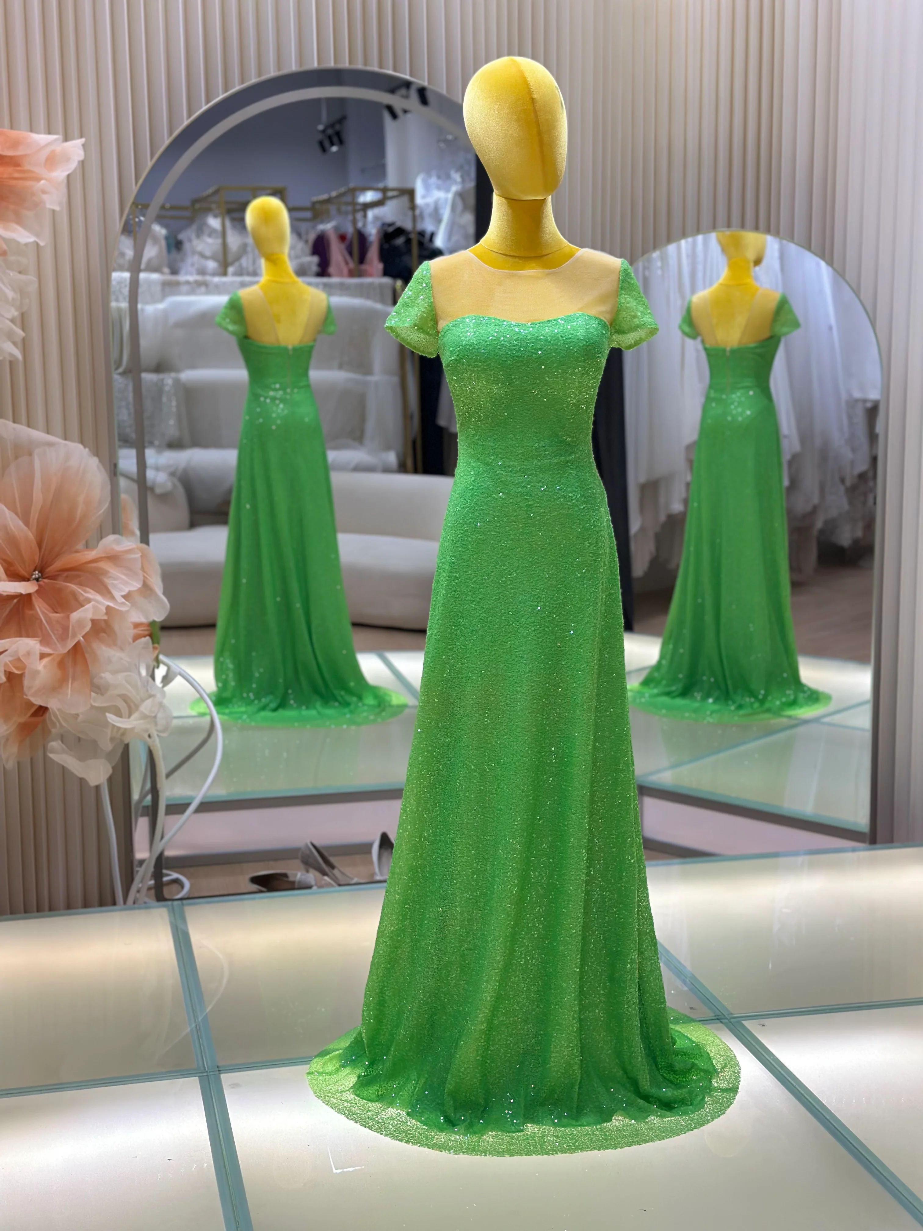Emerald Enchantment Sequin Lace Evening Gown | Ready-to-Wear - Image 2