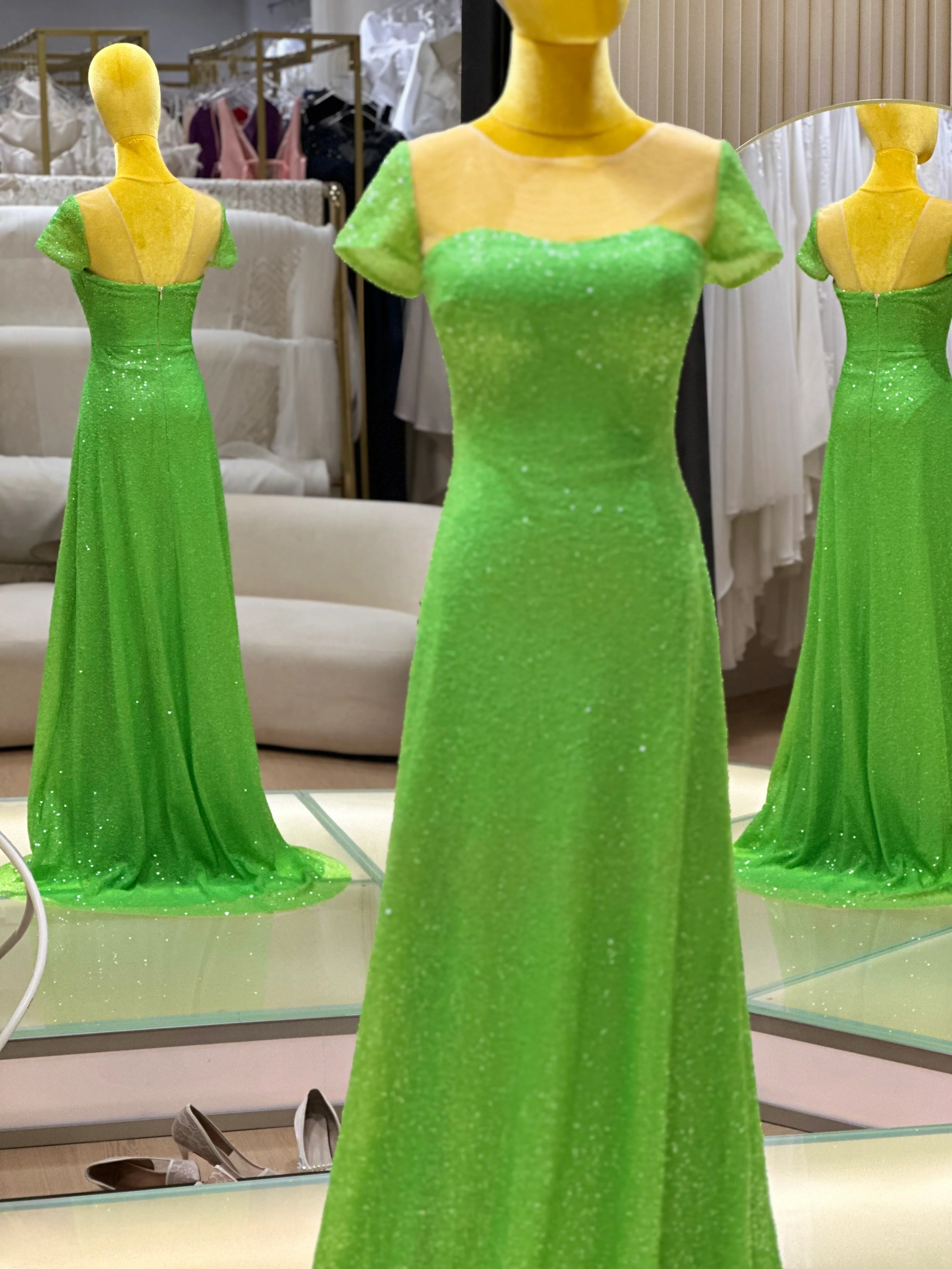 Emerald Enchantment Sequin Lace Evening Gown | Ready-to-Wear - Image 3