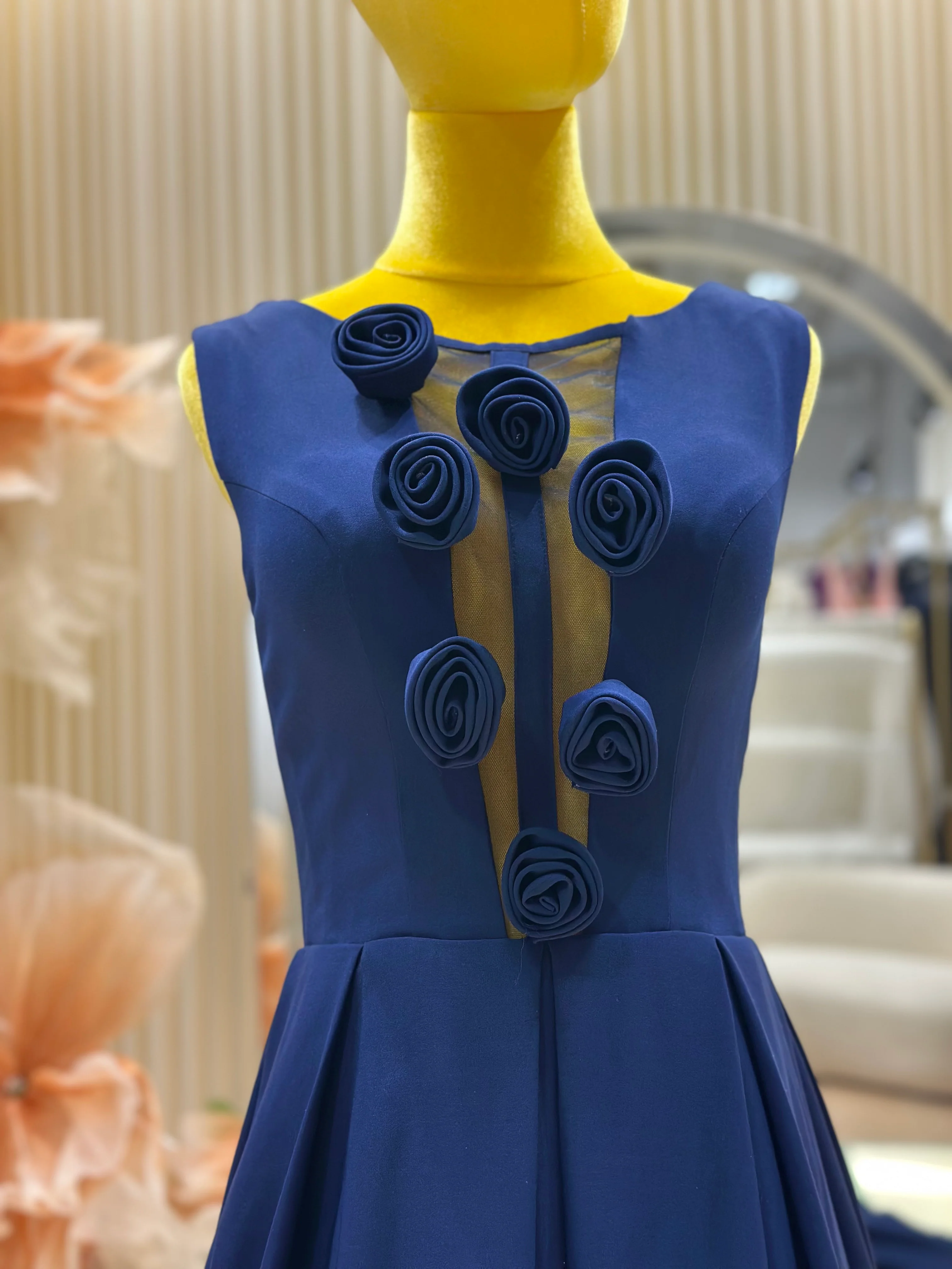 Sapphire Elegance Draped Evening Gown | Ready-to-Wear - Image 5