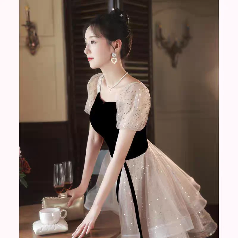 EG-SALE-AME-00140 Bride wedding toast dress 2024 new small engagement evening dress light luxury high-end banquet dress female - Image 2