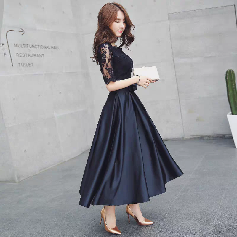 EG-SALE-AME-00178 New style evening dress mid-length long-sleeved wedding dress toast dress - Image 7