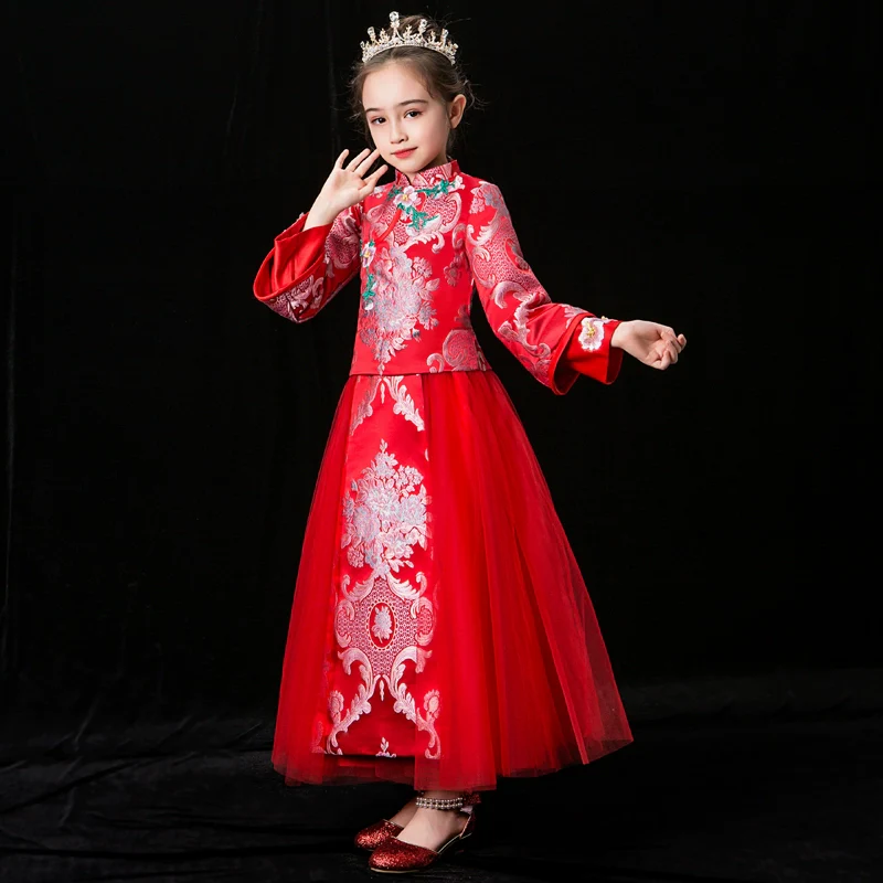 Elegant Children's Hanfu Cheongsam Warm Winter Set: Traditional Chinese Style Outfit - Image 9