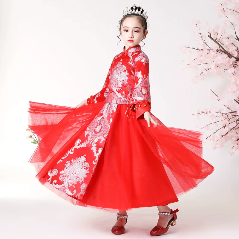 Elegant Hanfu Dress Set: Long-Sleeve Cheongsam Skirt for Teenagers - Image 6