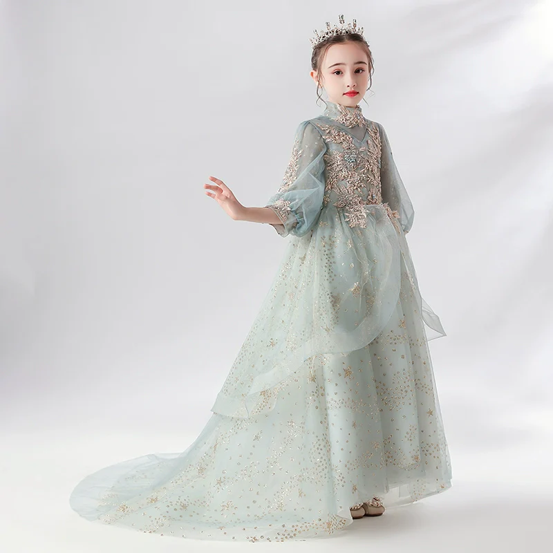 Elegant Extra-Long Flower Girl Dress for Weddings and Performances - Image 4