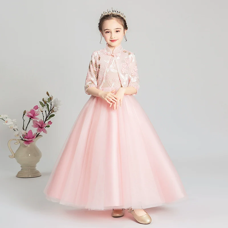 Elegant Girls' Cheongsam Princess Dress for Weddings and Formal Occasions