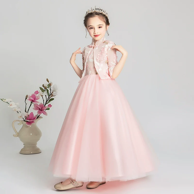 Elegant Girls' Cheongsam Princess Dress for Weddings and Formal Occasions - Image 3