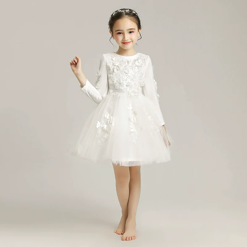 Elegant Girls' Fleece Lined Princess Dress for Winter Piano Performance - Image 6