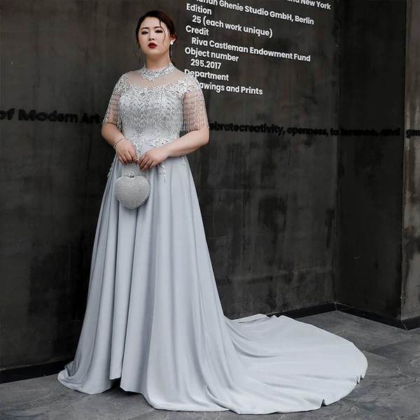 Elegant Gray Evening Long Dress - Image 2