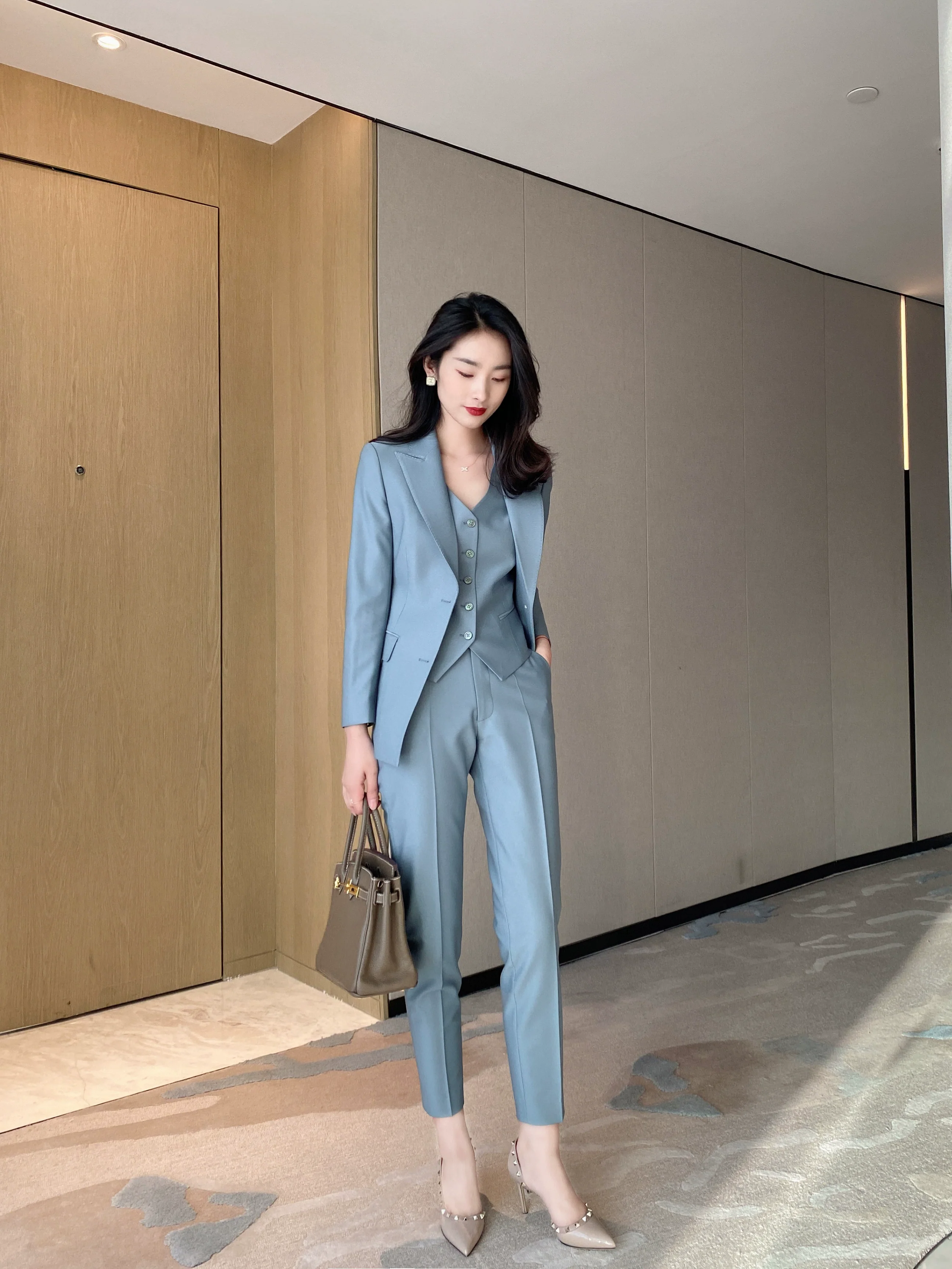 Elegant Korean-Style Spring Autumn Women's 3-Piece Suit Set - Image 2