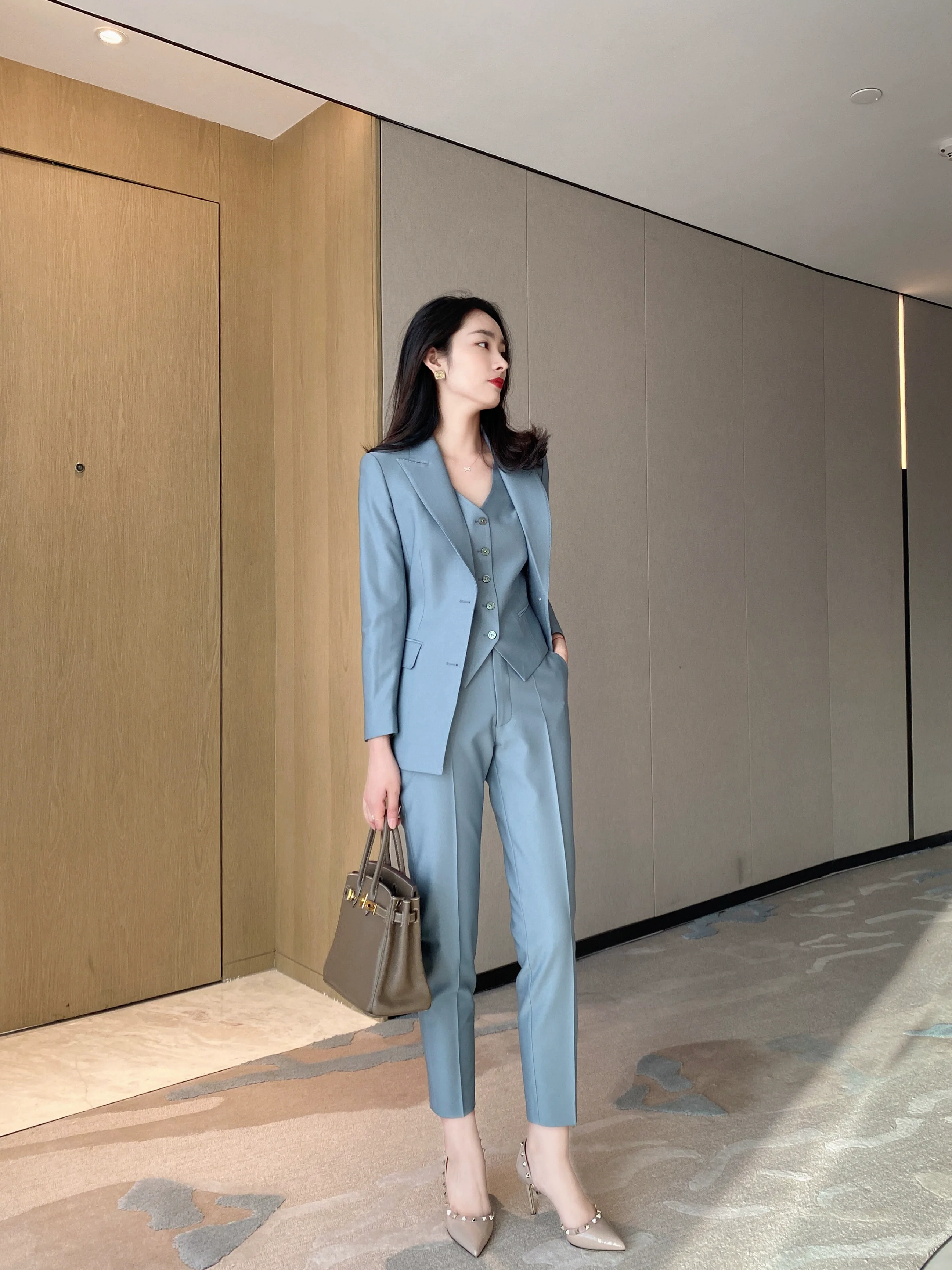 Elegant Korean-Style Spring Autumn Women's 3-Piece Suit Set - Image 3