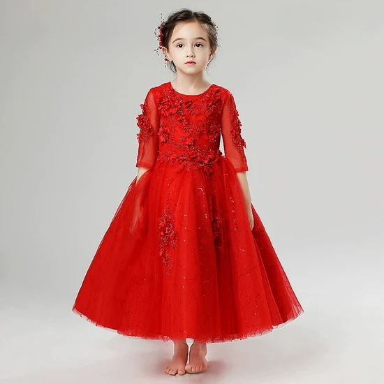 Elegant Long Sleeve Princess Wedding Dress for Piano Performance - Image 20