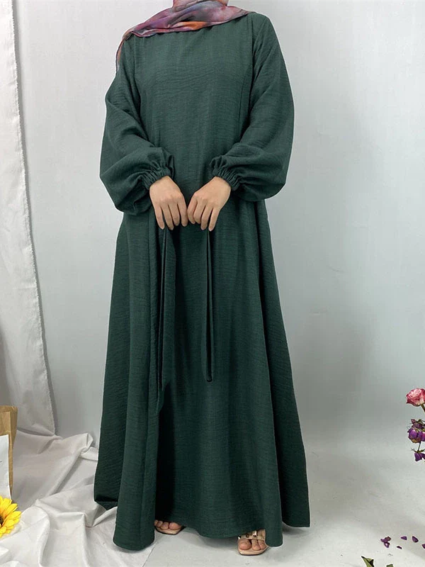 Elegant Long Sleeve Qinghai Ethnic Dress with Lace Tie - Image 2