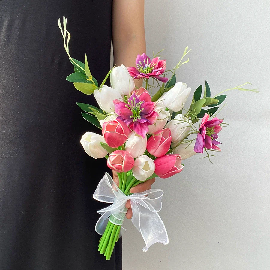 Elegant Phalaenopsis Tulip Hand‑held Silk Bouquet for Weddings & Graduations - Image 10