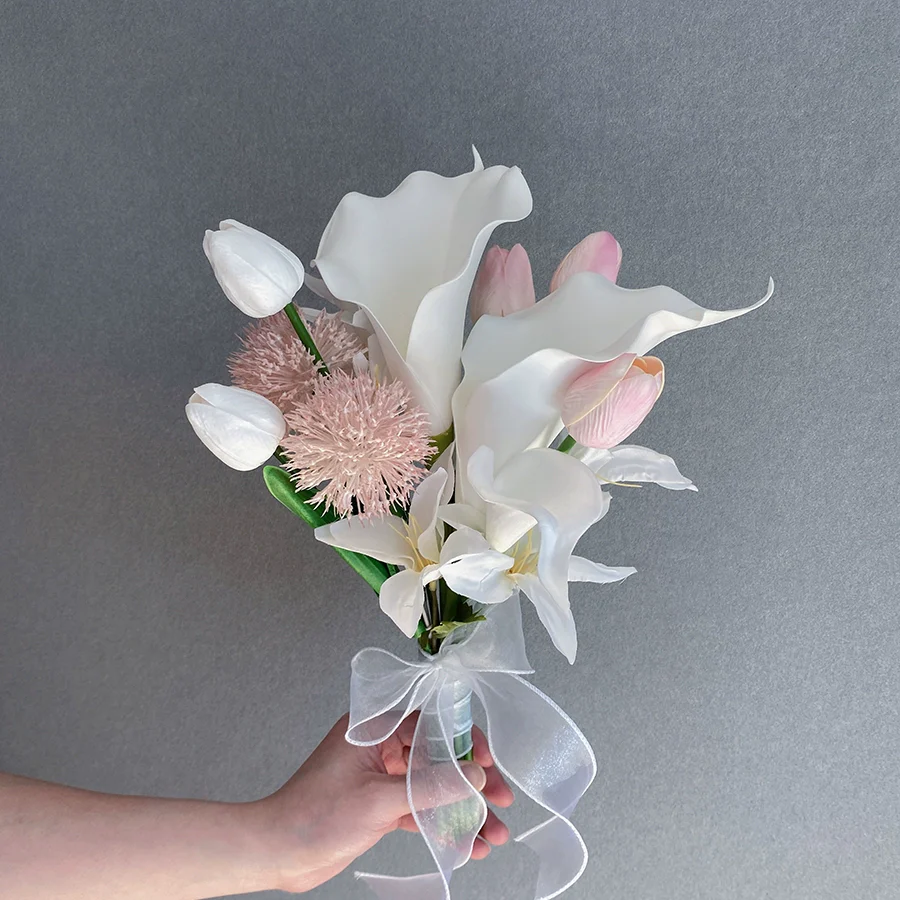 Elegant Phalaenopsis Tulip Hand‑held Silk Bouquet for Weddings & Graduations - Image 7