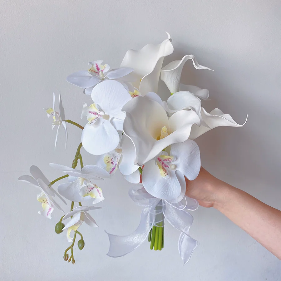 Elegant Silk Butterfly Orchid Bouquet Prop for Wedding Photography - Image 8