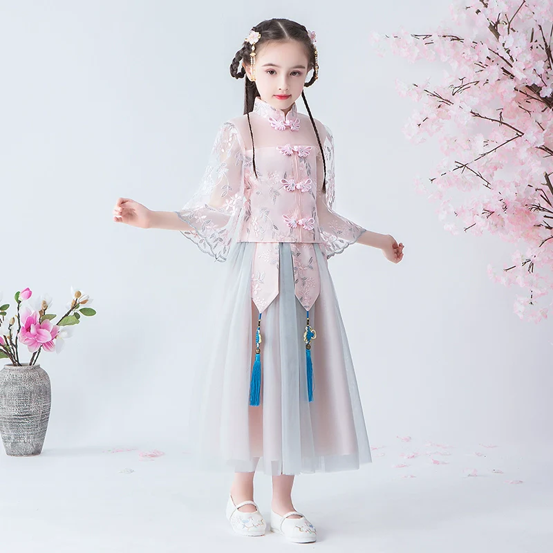 Elegant Summer Hanfu Cheongsam: Perfect for Children's Catwalk & Performances - Image 2