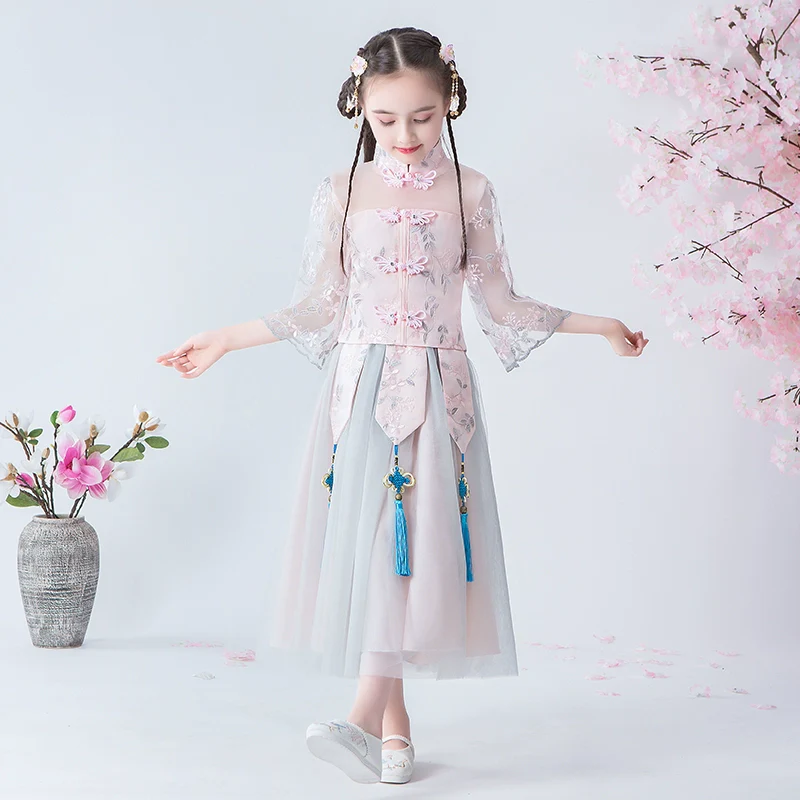 Elegant Summer Hanfu Cheongsam: Perfect for Children's Catwalk & Performances - Image 3