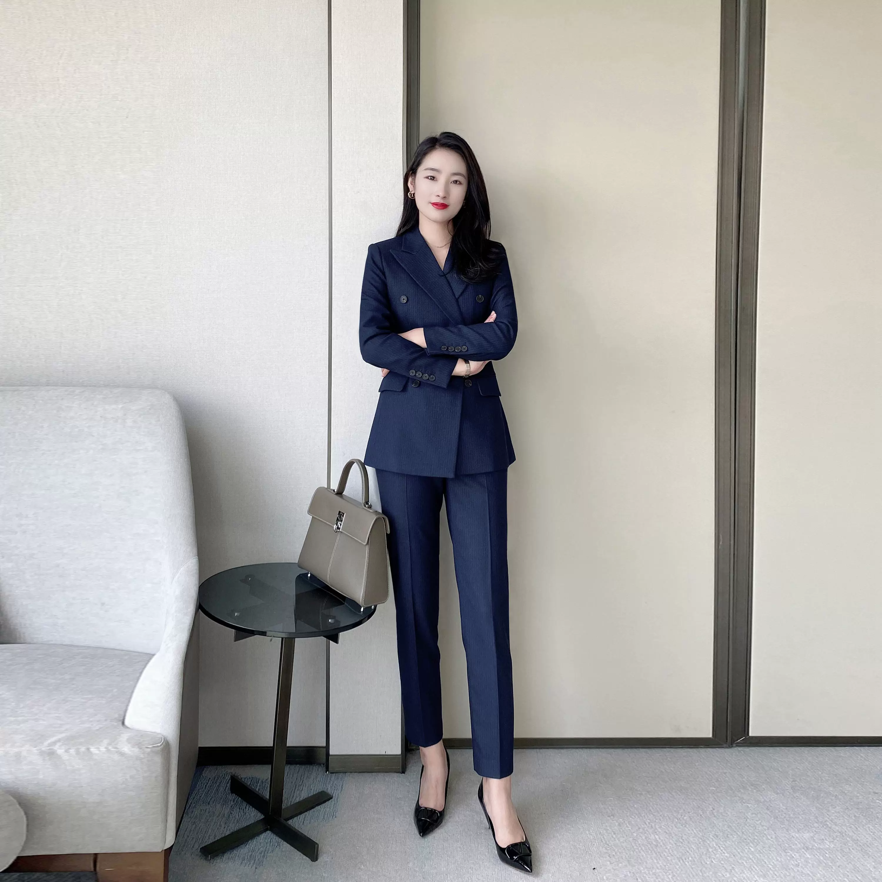 Elegant Winter Slim-Fit Hidden Green Suit Set with Trousers