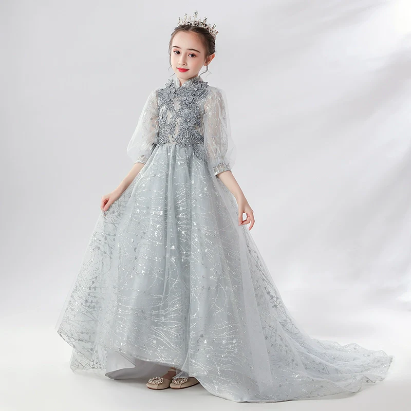 Elite Children's Princess Evening Dress Piano Performance Wedding Costume - Image 6