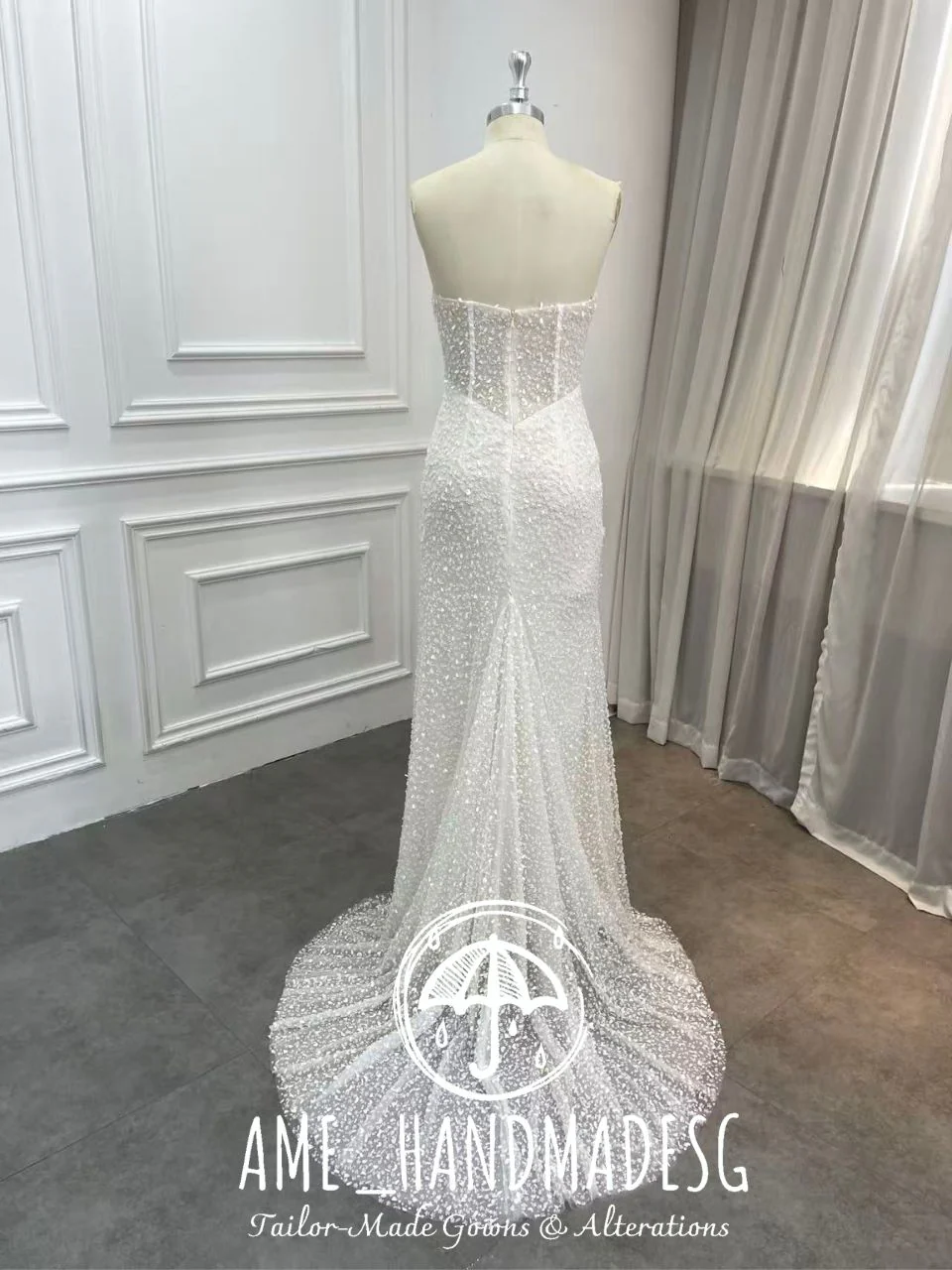 Celestial Pearl Sheath Wedding Gown - Image 2